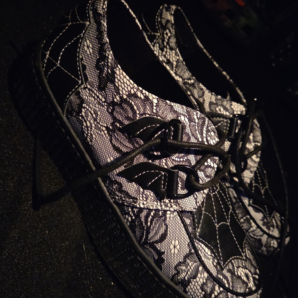 Black and White Platform Shoes with Distinctive Design